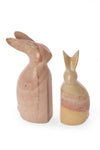 Pink Marbled Soapstone Pair of Bunnies