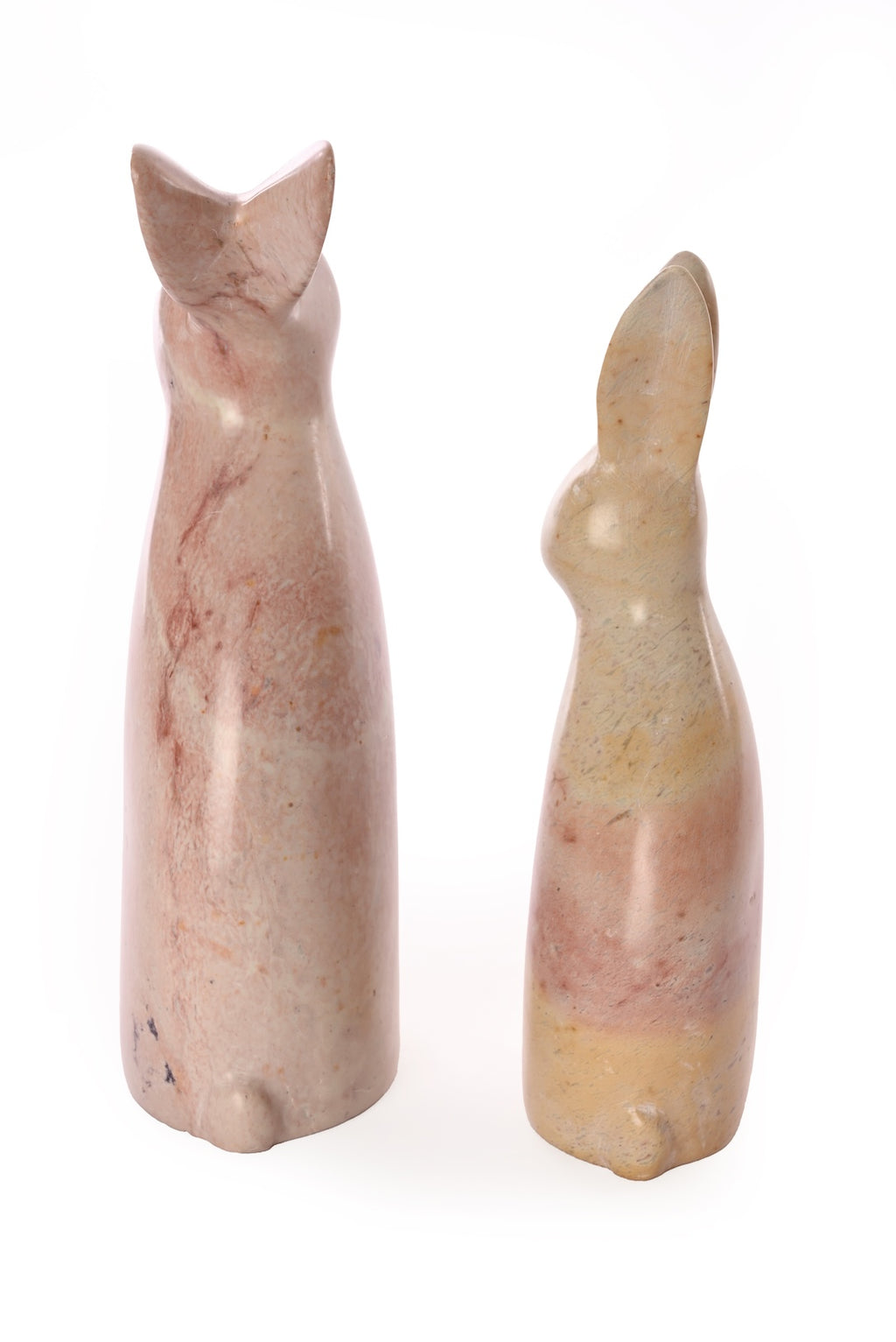 Pink Marbled Soapstone Pair of Bunnies