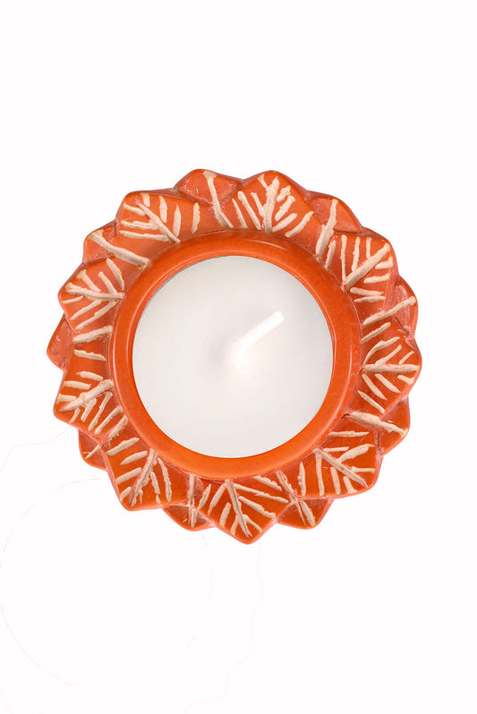 Floral Soapstone Tea Light and Incense Holder