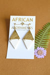 Kenyan Art Deco Bone and Brass Diamond Earrings