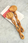 Twisted Olive Wood Salad Server Set