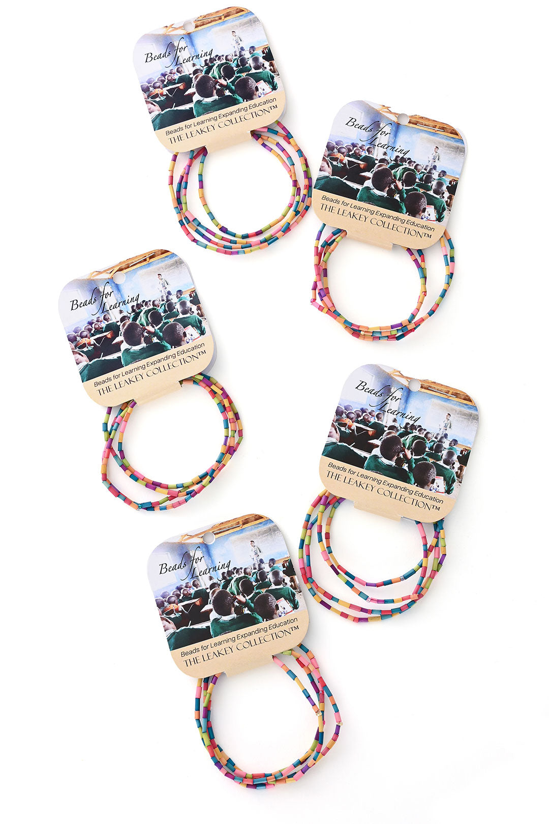 The Leakey Collection Set of 5 <i>Beads for Learning</i> Zulugrass Strands
