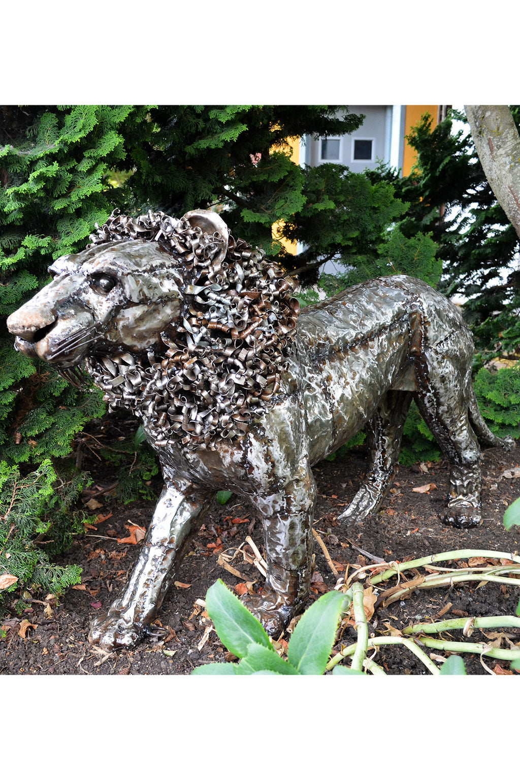 Kenyan Recycled Oil Drum Lion Statue