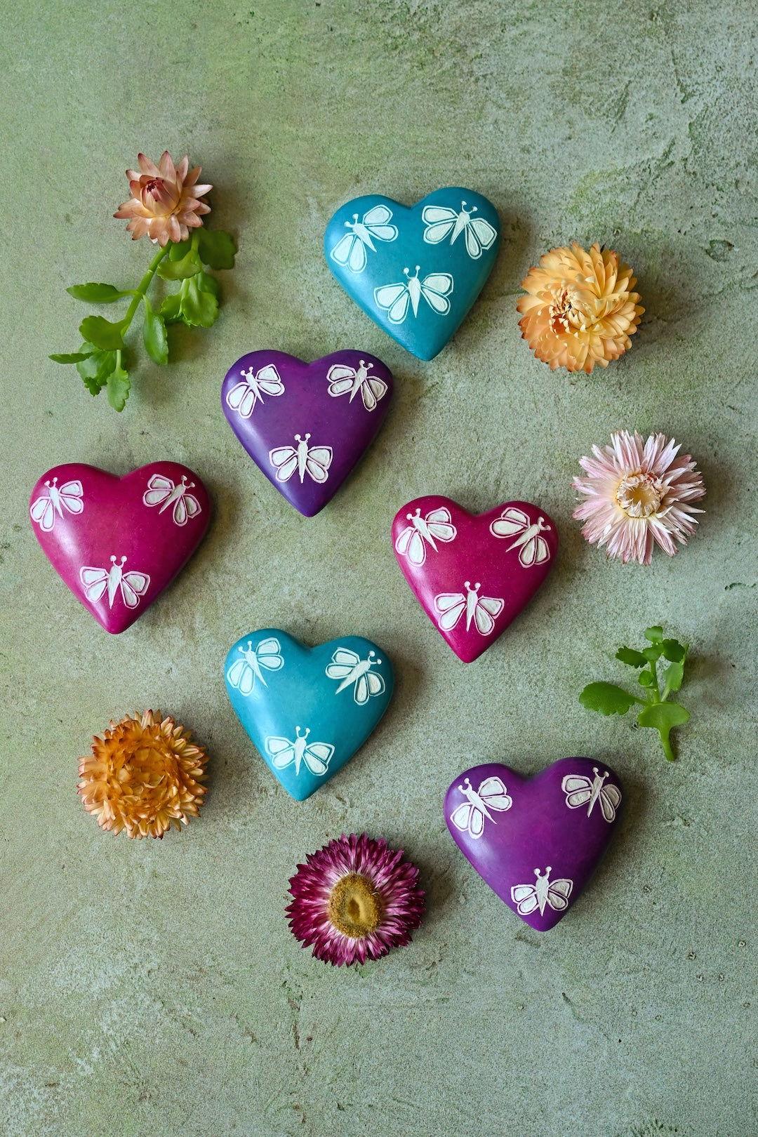 One Dozen Butterfly Soapstone Hearts - Valentine's Day Gifts