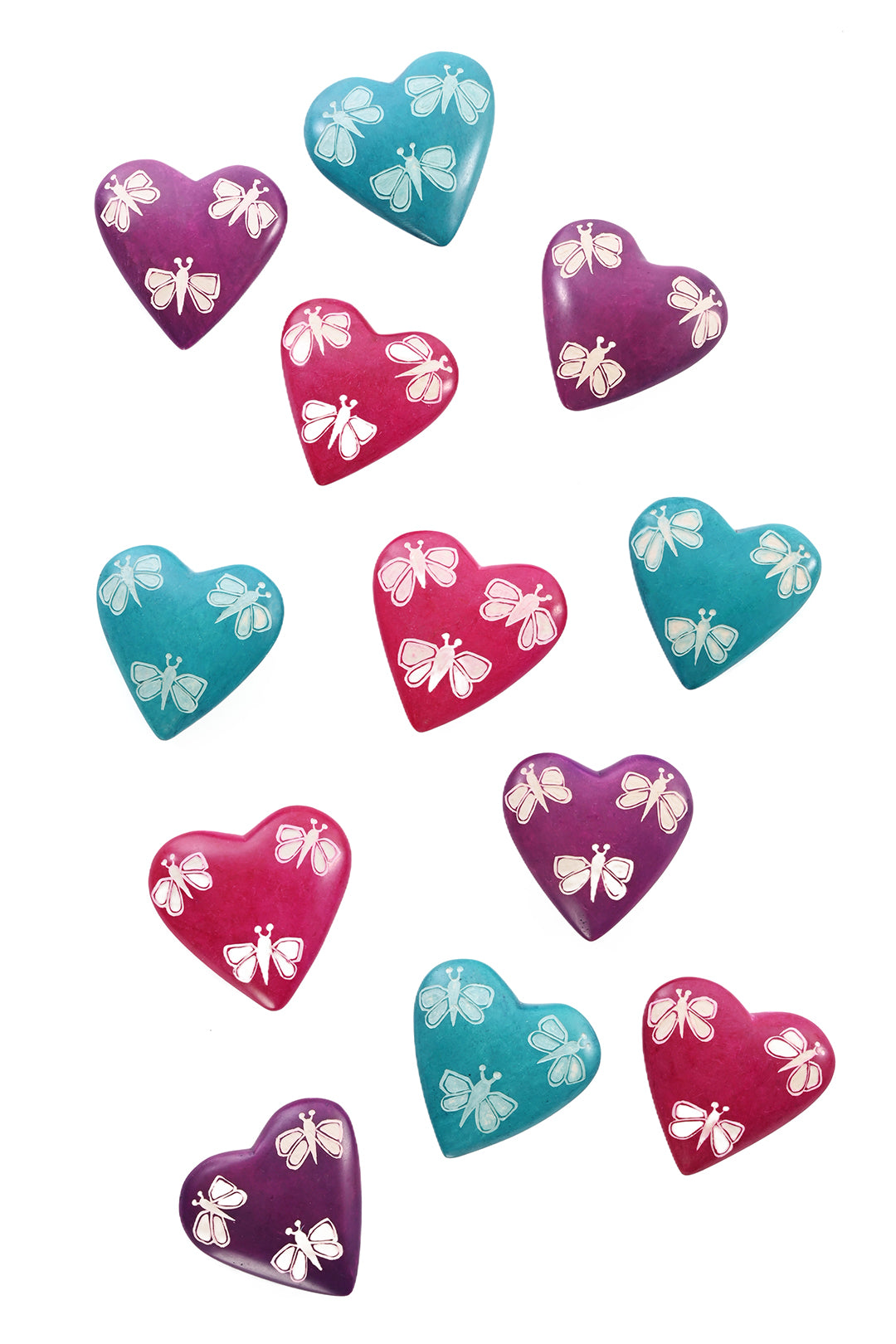 One Dozen Butterfly Soapstone Hearts - Valentine's Day Gifts