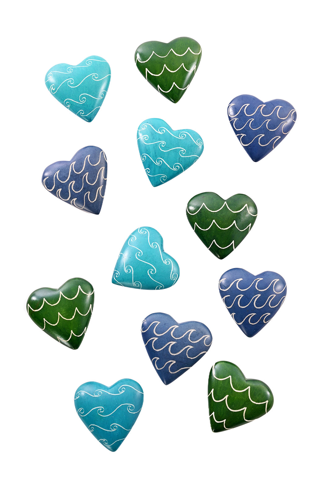 One Dozen Ocean Waves Soapstone Heart Keepsakes - Valentine's Day Gifts