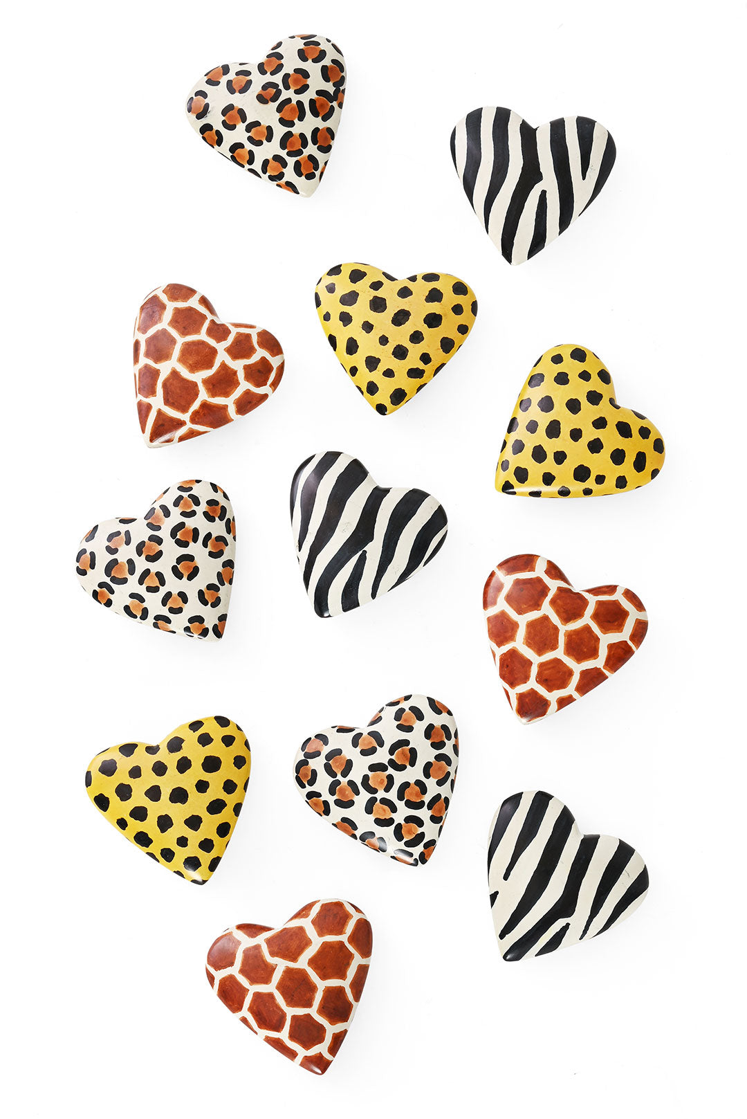Dozen Safari Animal Print Soapstone Hearts  - Valentine's Day Gifts