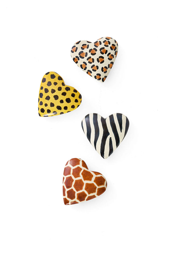 Dozen Safari Animal Print Soapstone Hearts  - Valentine's Day Gifts