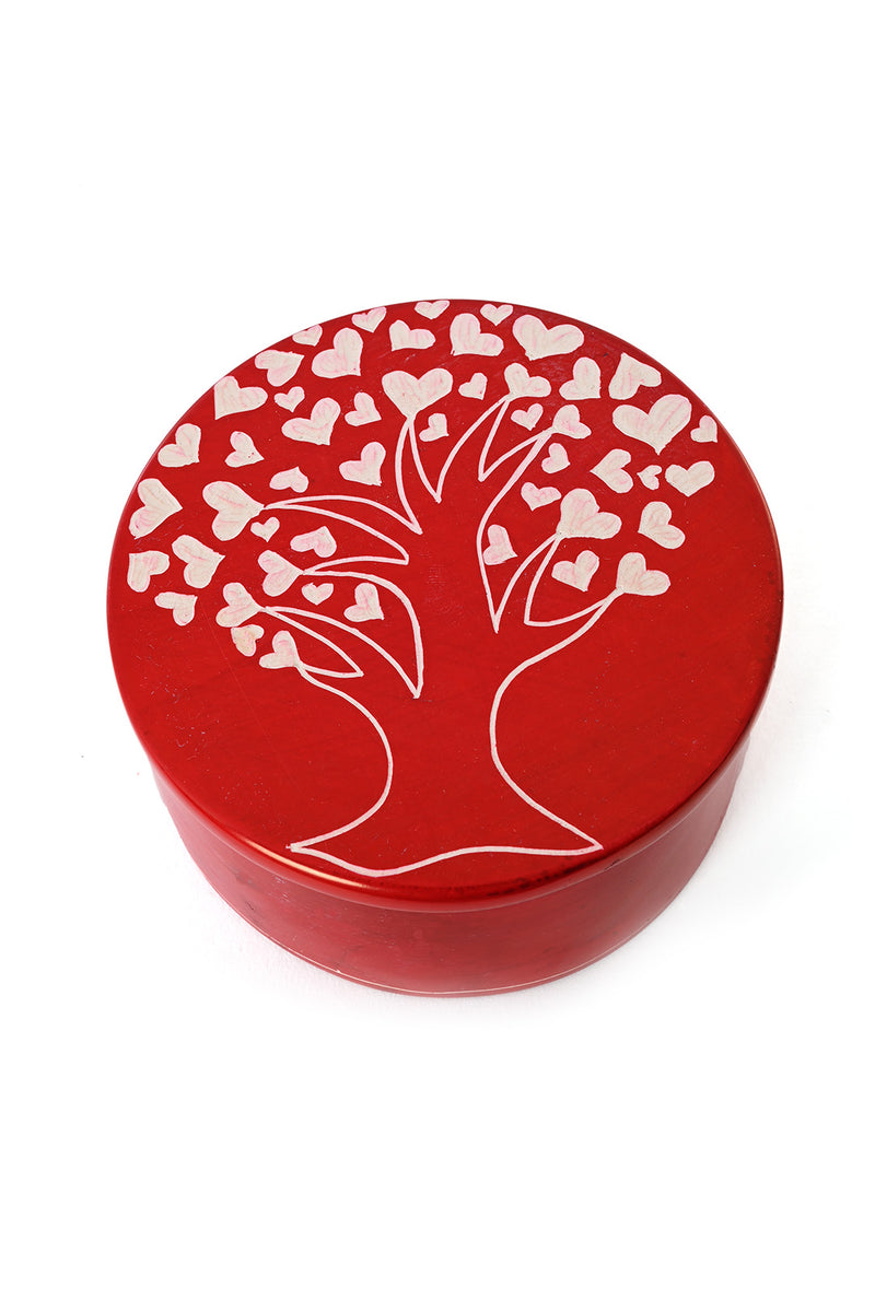 Red <i>Tree of Hearts</i> Soapstone Desktop Box