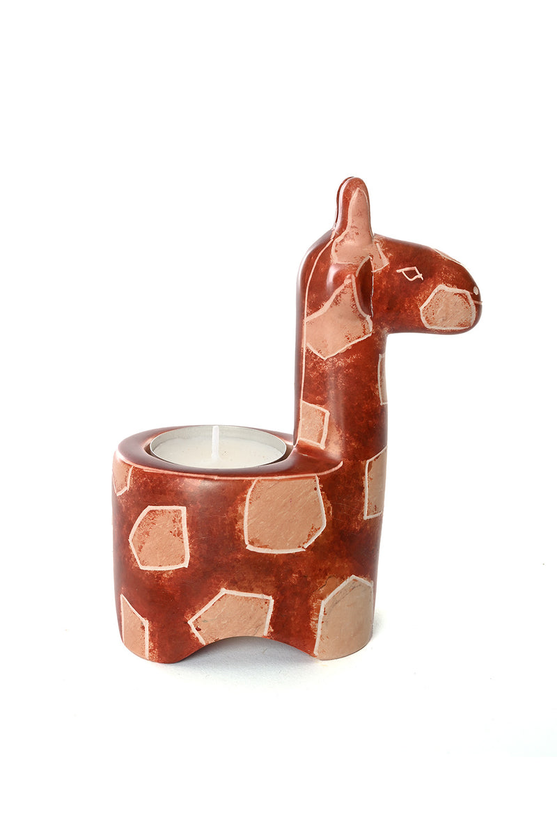 Soapstone Giraffe Tea Light Candle Holder