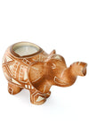 Sepia Geometric Elephant Soapstone Candle Holder