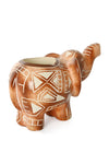 Sepia Geometric Elephant Soapstone Candle Holder