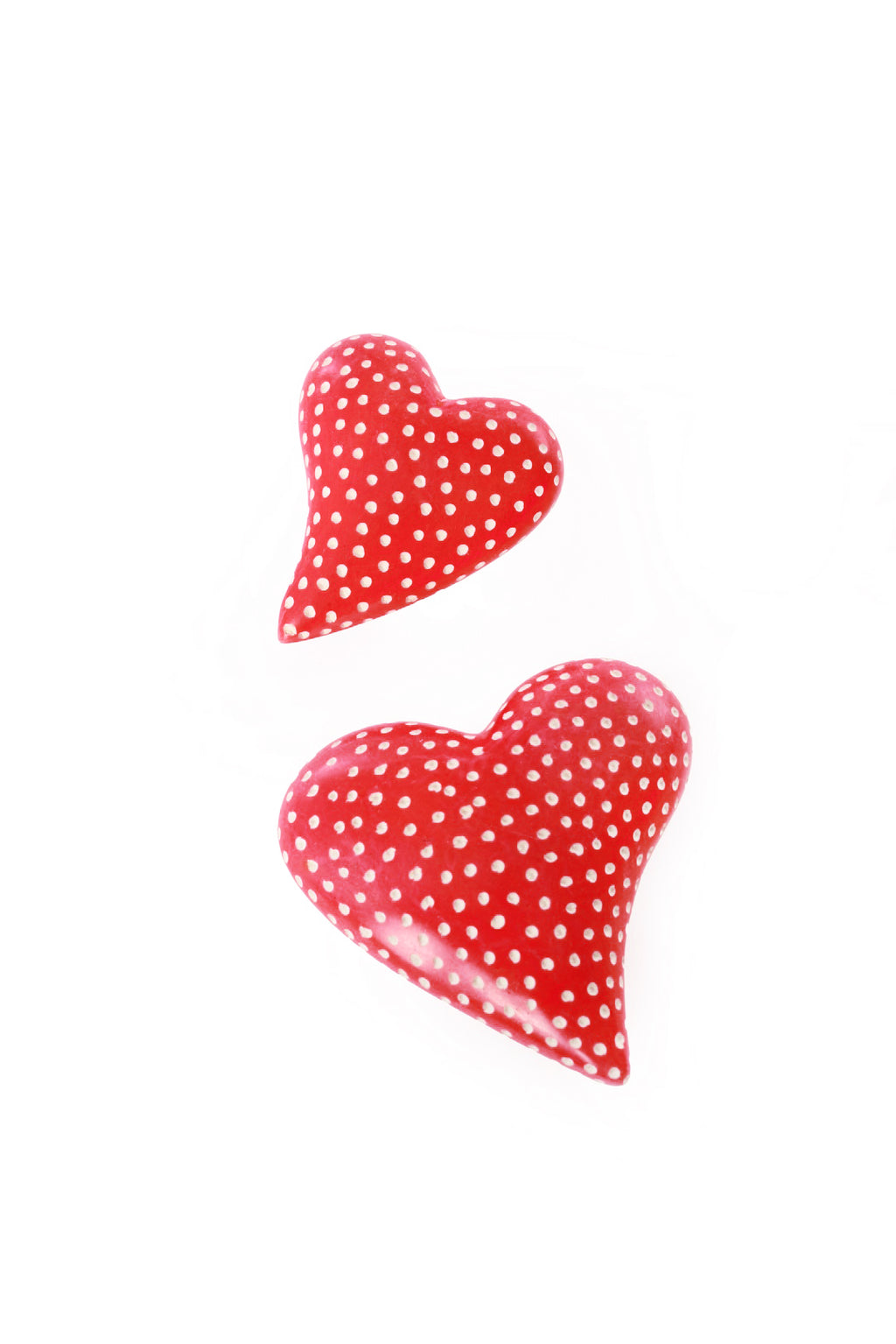 Set of Two Chubby Off-Beat Red Hearts
