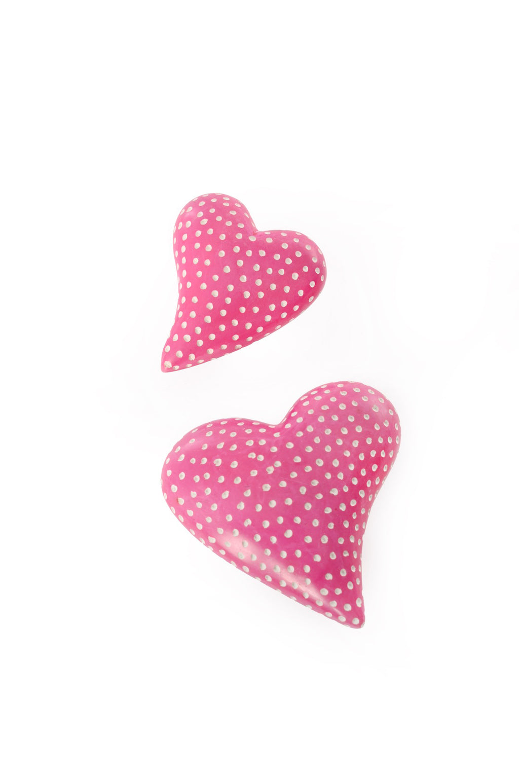 Set of Two Chubby Off-Beat Pink Hearts