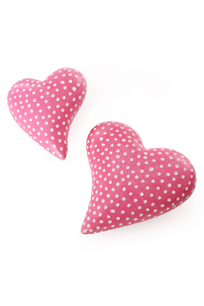 Set of Two Chubby Off-Beat Pink Soapstone Hearts