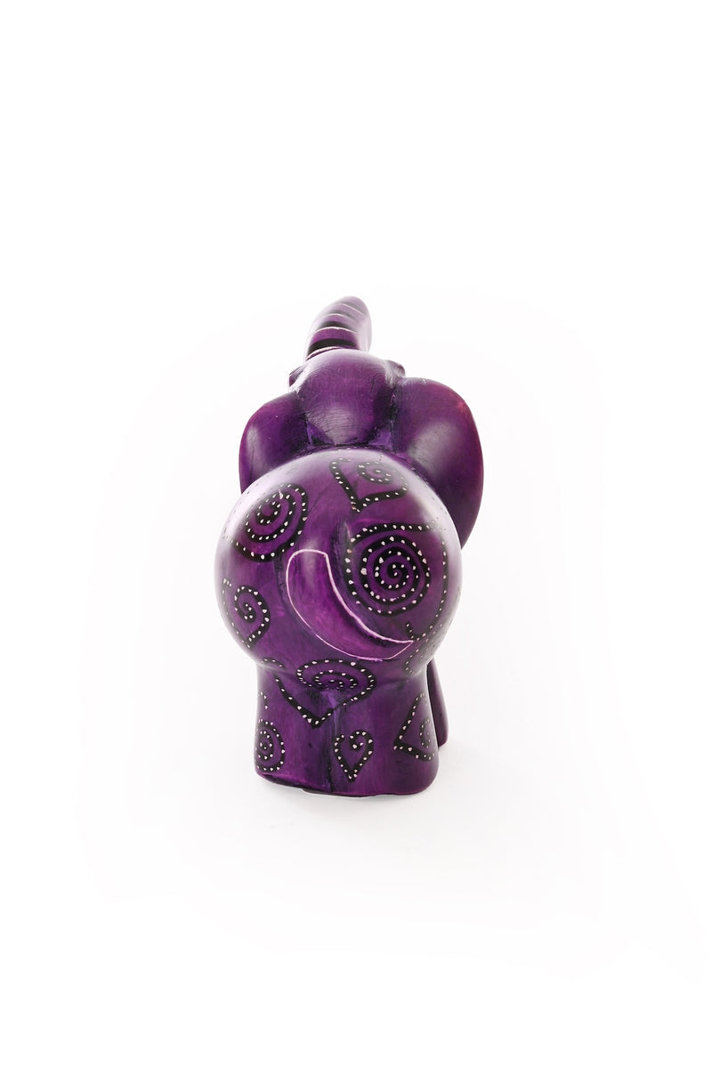 Purple Swirled Heart Soapstone Elephant