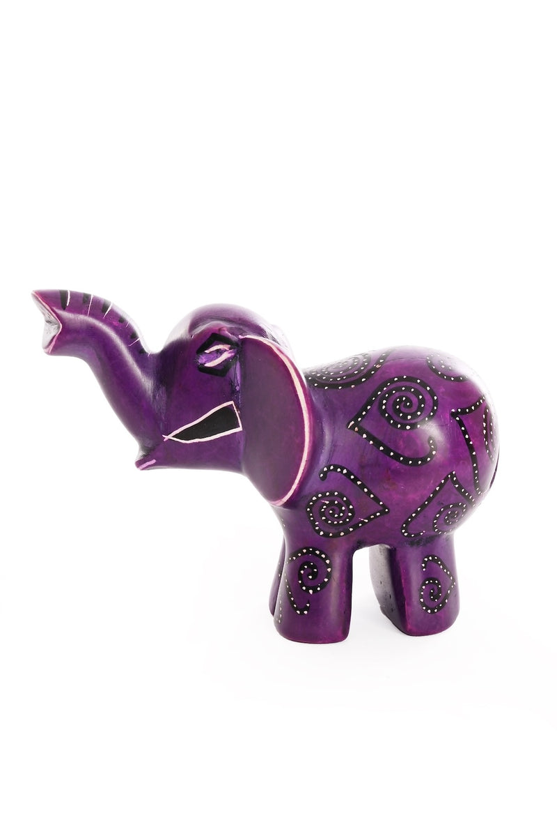 Purple Swirled Heart Soapstone Elephant