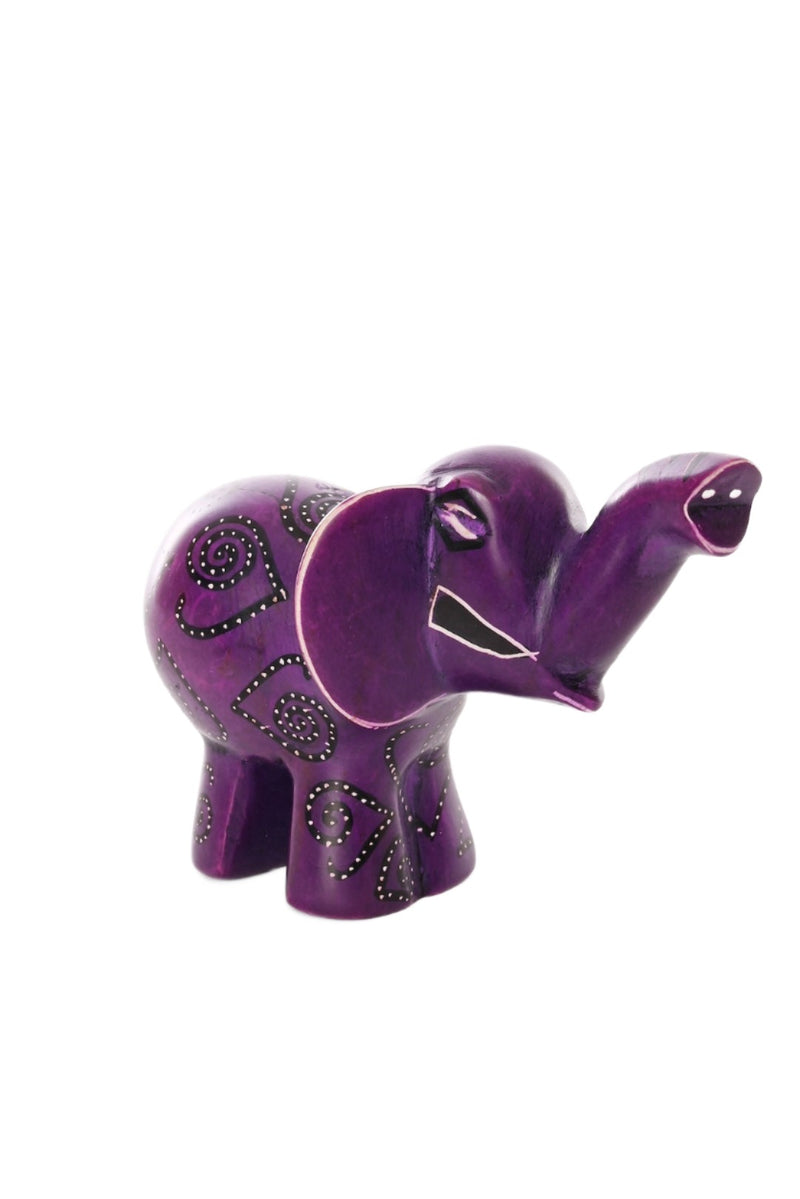 Purple Swirled Heart Soapstone Elephant