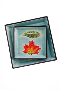 Large Square Aqua Leaves Soapstone Desktop Dish