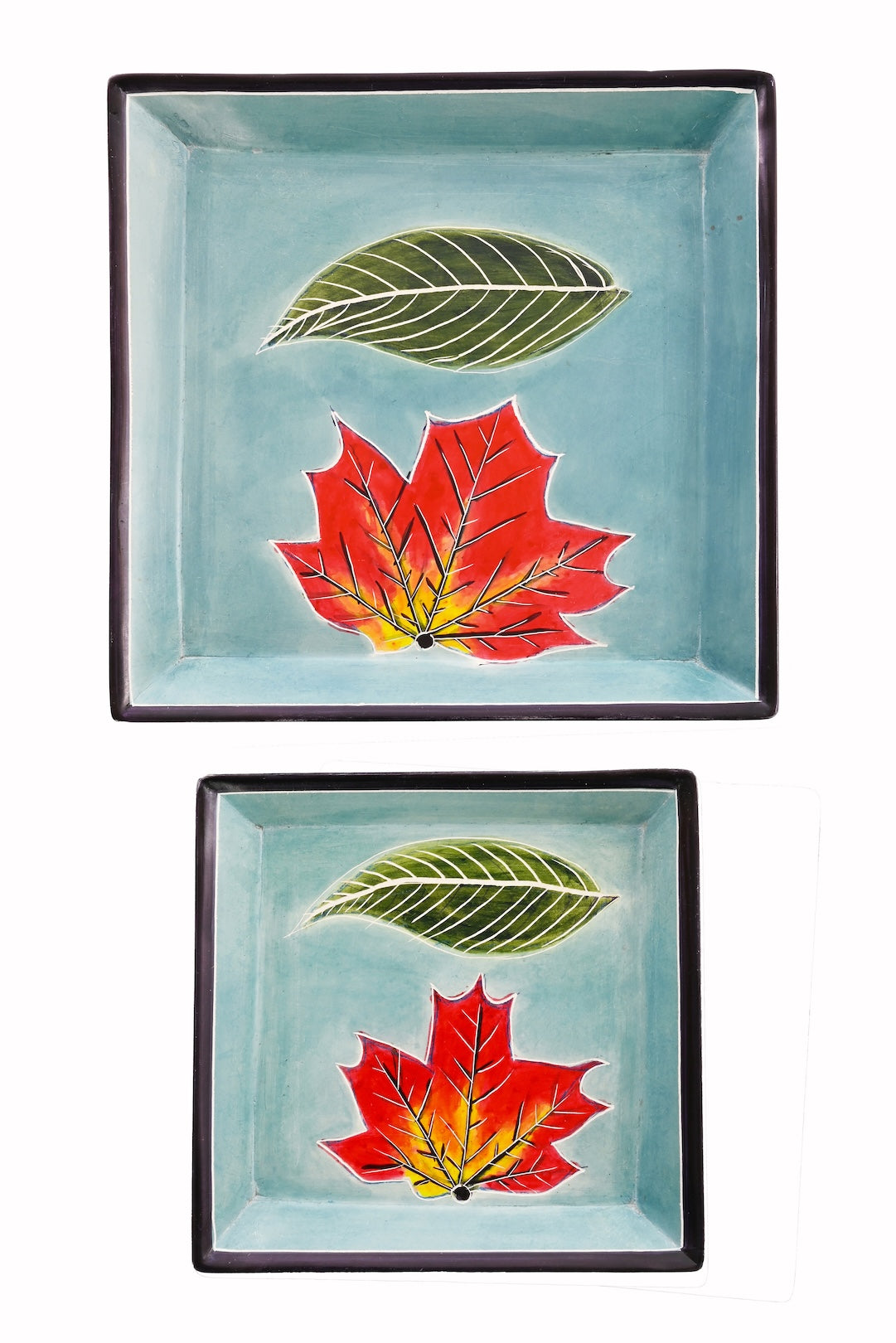 Large Square Aqua Leaves Soapstone Desktop Dish