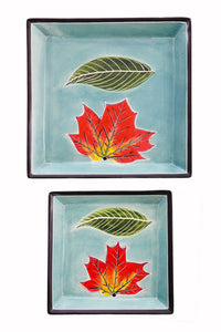 Large Square Aqua Leaves Soapstone Desktop Dish
