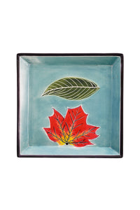 Large Square Aqua Leaves Soapstone Desktop Dish