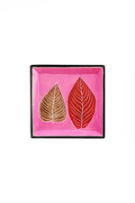 Small Square Pink Leaves Soapstone Desktop Dish