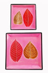 Small Square Pink Leaves Soapstone Desktop Dish