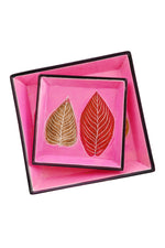Small Square Pink Leaves Soapstone Desktop Dish
