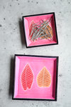 Large Square Pink Leaves Soapstone Desktop Dish