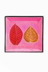 Large Square Pink Leaves Soapstone Desktop Dish
