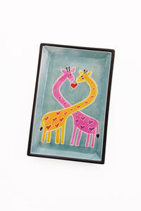 Giraffe Lovers Rectangle Soapstone Tray  - Valentine's Day Gifts