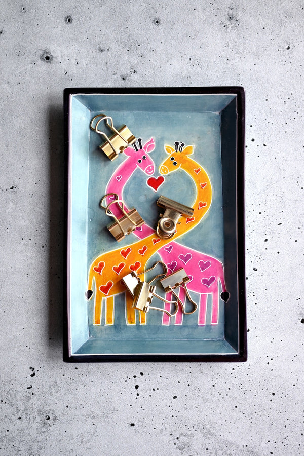 Giraffe Lovers Rectangle Soapstone Tray  - Valentine's Day Gifts