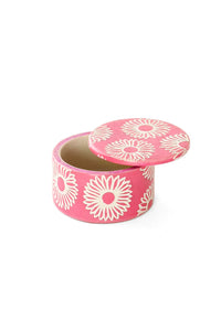 Pink Blossom Round Soapstone Ring Box