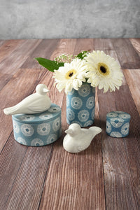 Large Blue Blossom Soapstone Storage Box