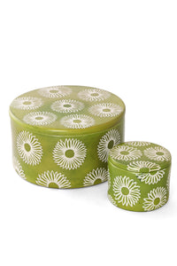 Large Green Blossom Soapstone Storage Box
