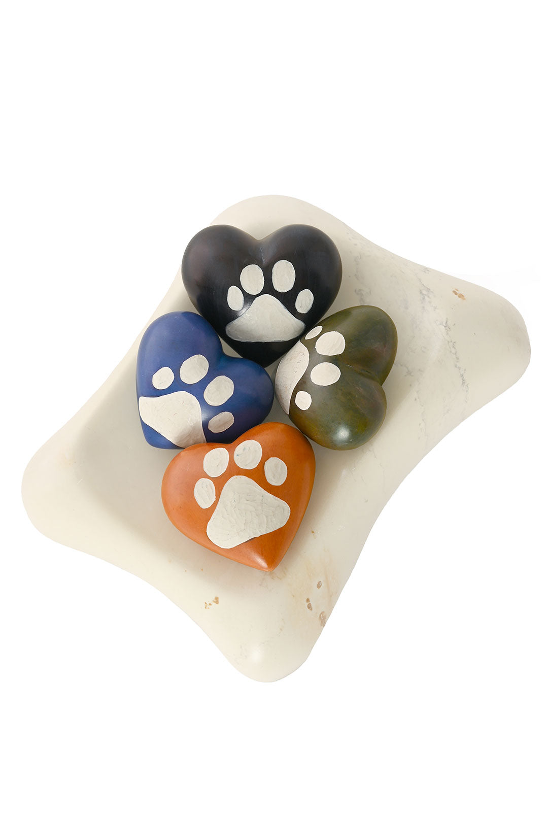 Set of Four Paw Print Soapstone Hearts - Valentine's Day Gifts