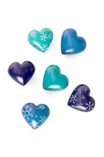 Set of Six Winter Snowflake Soapstone Hearts