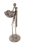 Recycled Metal Mama with Baby and Bowl Sculpture