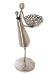 Recycled Metal Mama with Baby and Bowl Sculpture