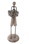 Recycled Metal Mama with Baby and Bowl Sculpture