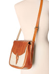 Natural Sisal and Leather Crossbody Bag with Adjustable Strap