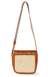 Natural Sisal and Leather Crossbody Bag with Adjustable Strap