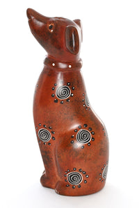 Large Brown Soapstone Dog Sculpture
