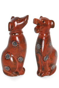 Large Brown Soapstone Dog Sculpture