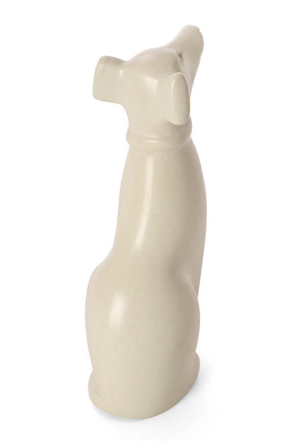 Large Natural Soapstone Dog Sculpture
