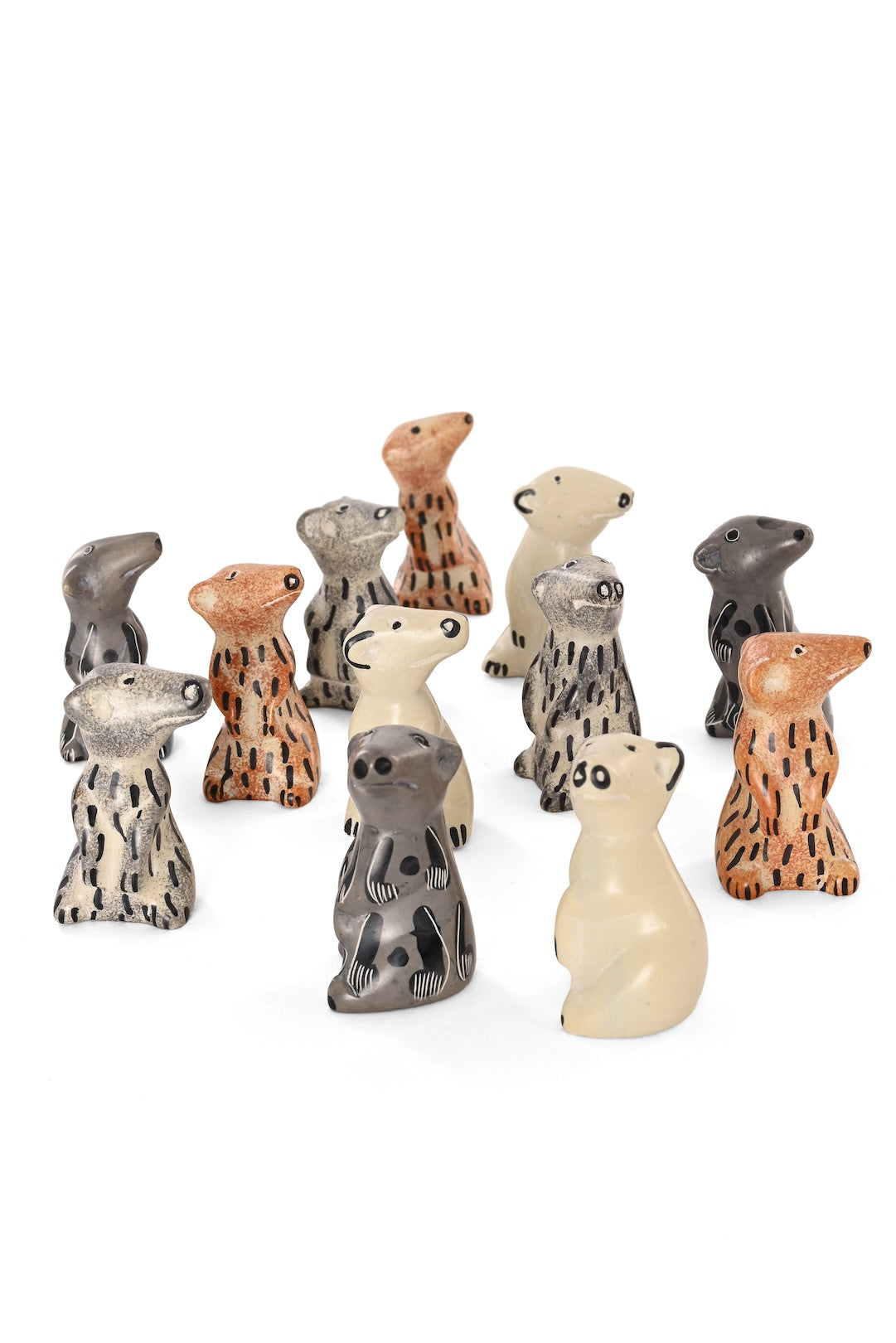 One Dozen Soapstone Meerkats