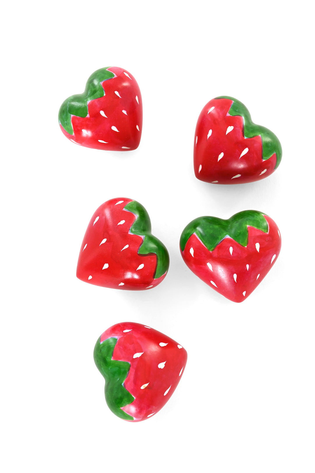 Dozen Red Strawberry Soapstone Hearts