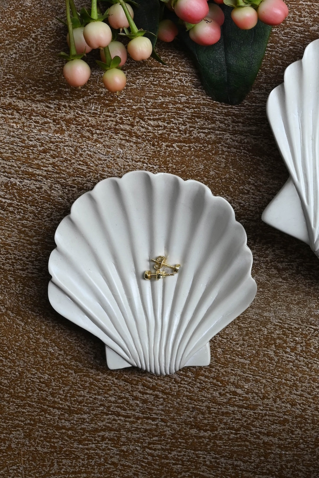 Small All-Natural Soapstone Scallop Shell Dish