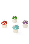 Set of Four Colorful Cartoon Mushroom Sculptures